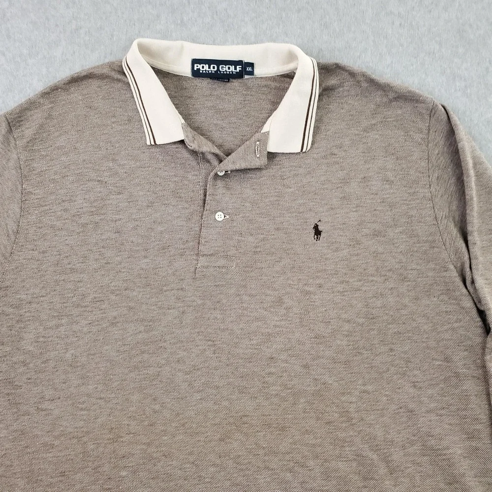 Polo Golf Ralph Lauren Polo Shirt Mens 2XL Brown Long Sleeve Cotton Knit Logo